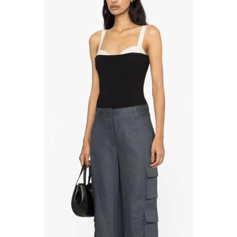 Reformation Harlan Knitted Tank Top Black White Size Medium